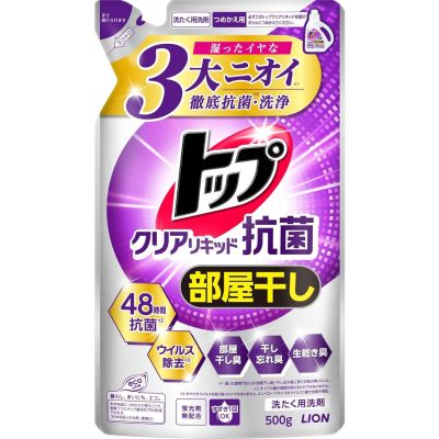 LION Top Clear Liquid Antibacterial Антибактеріальний засіб для прання, сушки в приміщенні, змінний блок 500 г