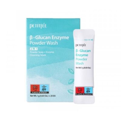 PETITFEE Beta-Glucan Enzyme Powder Wash Ензимна пудра для вмивання з бета-глюканом, 1г х 20 шт