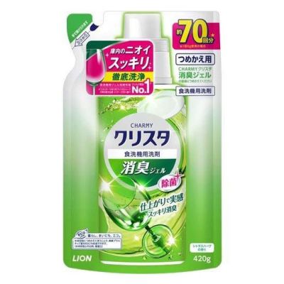LION Charmy Crystal Гель для миття посуду, для посудомийних машин, мятно-цитрусовий аромат, змінний блок 420 г