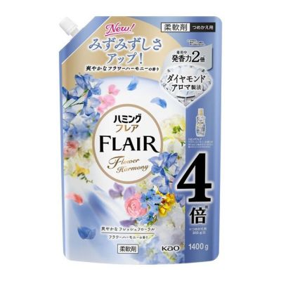 Kao Humming Flair Flower Harmony Кондиціонер для білизни, свежий квітковий аромат, змінний блок 1400 г