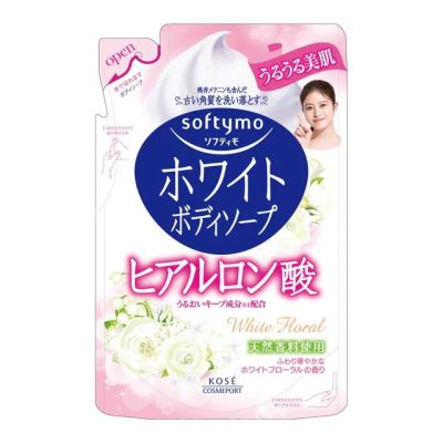 KOSE Softymo White Body Soap Рідке мило для тіла з гіалуронової кислотою, квітковий аромат, змінний блок 420 мл