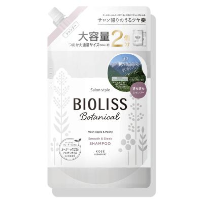 KOSE SS Bioliss Botanical Shampoo Разглаживающий шампунь для волоссяся, аромат яблоко і пион, змінний блок 680 мл