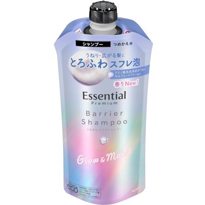 Kao Essential Premium Moisture Barrier Shampoo Зволожувальний шампунь для вьющихся волосся, змінний блок 340 мл