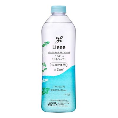Kao Liese Moisture Mint Shower Спрей для разглаживания неслухняного волосся, аромат м’яти, змінний блок 340 мл