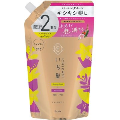 Kracie Ichikami Damage Repair & Color Care Shampoo Відновлювальний шампунь для пошкодженого волосся, змінний блок 660 мл