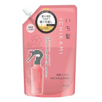 Kracie Ichikami Hair & Scalp Moisturizing Japanese Herbal Shower Спрей для волоссяся і шкіри голови, термозащита, змінний блок 375 мл