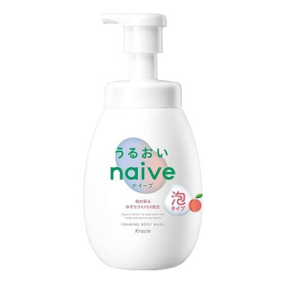 Kracie Naive Foaming Body Soap Moisturizing Пенистое зволожувальне мило для тіла з екстрактом листя персика, 600 мл
