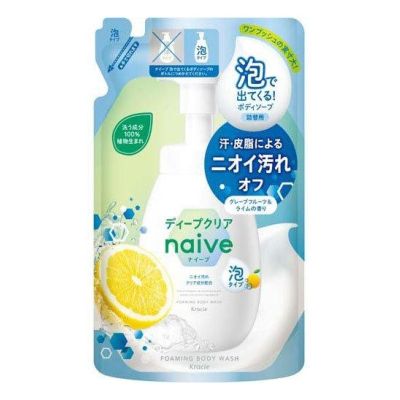 Kracie Naive Foaming Body Soap Пенистое мило для тіла з екстрактом грейпфрута, змінний блок 480 мл