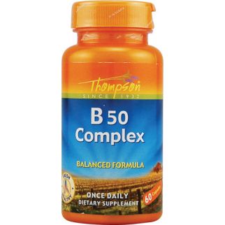 Thompson Vitamin B-50 Complex, Комплекс вітамінів групи В, високий вміст, 60 капсул на 60 днів прийому