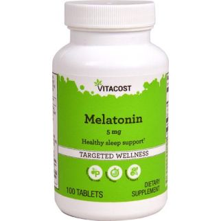 Vitacost Melatonin, мелатонін 5 мг, вітамін B6, для швидкого засинання та здорового сну, 100 таблеток