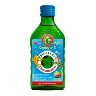 Mollers tran omega-3, риб'ячий жир з Норвегії, для дорослих та дітей віком від 3 років, фруктовий смак, 250 мл. До 09/25