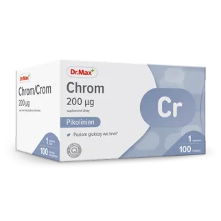 Chrom 200 µg Dr. Max 100 таблеток — піколінат хрому для підтримки рівня глюкози та метаболізму