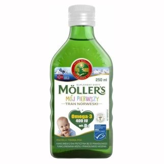Mollers tran omega-3 Мій перший риб'ячий жир, норвезький риб'ячий жир для дітей від 1 місяця без добавок, 250 мл
