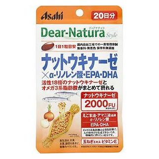 Asahi Dear Natura Наттокіназа 2000FU + DHA EPA + α-ліноленова + кверцетин, 20 капс на 20 днів