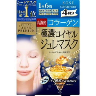 KOSE Clear Turn Premium Royal Jelly Mask Преміум маска з маточним молочком і колагеном, 4 шт
