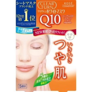 KOSE Clear Turn Moisturizing Lift Mask Coenzyme Q10 Підтягуюча зволожуюча маска з коензимом Q10, 5 шт