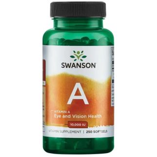 Swanson Premium Vitamin A 10,000 IU, вітамін А, 250 м'яких капсул на 250 днів прийому