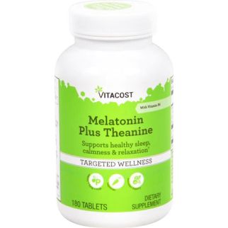 Vitacost Melatonin + Theanine Мелатонін 3 мг + L-Theanine 25 мг + віт B6, 180 табл