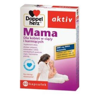 Doppelherz Aktiv, Mama для вагітних і годуючих жінок, вітаміни, мінерали, омега-3, 60 капсул