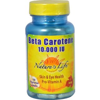 Nature's Life Beta Carotene, бета-каротин, вітамін А, 10 000 МО, 100 капсул на 100 днів прийому