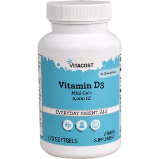 Vitacost Vitamin D3 2000 UI (50 мкг) вітамін D3 міні капсули із сафлоровою олією, 120 капсул