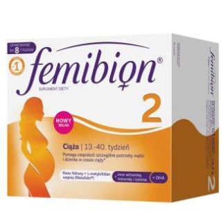 Femibion ​​2, 13-40 тиждень вагітності, вітаміни, мінерали, Омега-3, 56 таблеток + 56 капсул