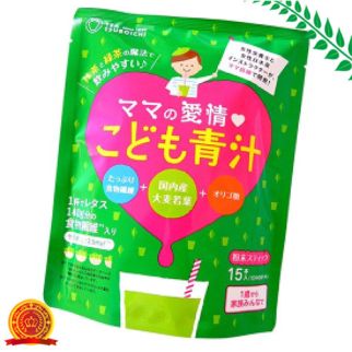 TEA TSUBOICHI аодзіру для дітей з молодим листям домашнього ячменю, матчу, клітковиною, 15 стіків по 3 г