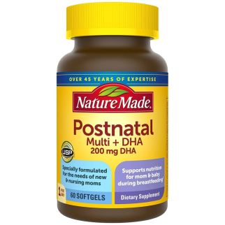 Nature Made Postnatal Multi+DHA 200 мг, мультивітаміни для мам-годувальниць, 60 капсул на 60 днів