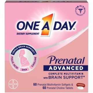 Bayer One-A-Day Women's Prenatal Advanced Multivitamin with Choline комплекс вітамінів із холіном, 60 ЖК+60 таблеток