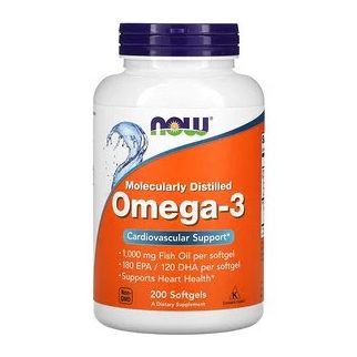 NOW OMEGA 3 Риб'ячий жир-концентрат у капсулах по 1000мг, 200 капсул