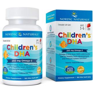 Nordic Naturals Children's DHA жувальні кульки 250 мг Omega-3 на порцію, дітям 3-6 років, полуниця, 180 шт