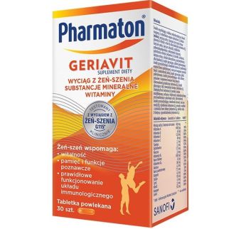 Sanofi, Pharmaton Geriavit мультивітаміни з супер екстрактом женьшеню G115, 30 таб
