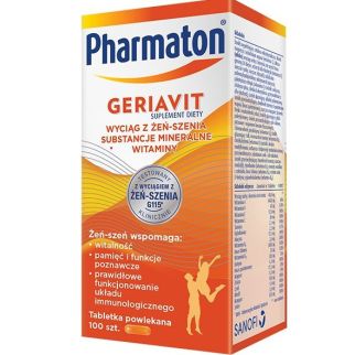 Sanofi, Pharmaton Geriavit мультивітаміни з супер екстрактом женьшеню G115, 100 таб