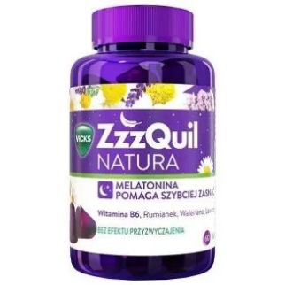 Мелатонін з валеріаною, ромашкою та лавандою для покращення сну ZzzQuil Natura, 60 желейних цукерок