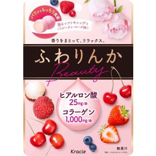 Kracie Fuwarinka Fluffy Beauty М'які жувальні цукерки з екстрактом троянди і фруктами, 60 г