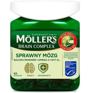 Mollers Brain Complex здоров'я мозку Omega-3, екстракт бакопи, вітаміни, йод, 60 капсул