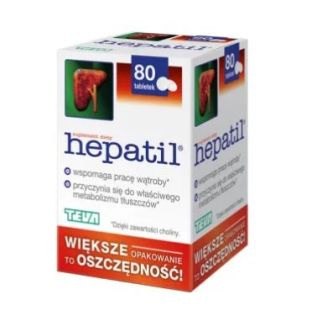 TEVA Hepatil L-орнітин, L-аспартат, холін для підтримки печінки, 80 таблеток