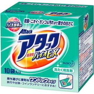 KAO Attack Bio EX Концентрований високоефективний пральний порошок набір для подорожей 10 шт. по 24 г