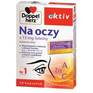 Doppelherz Aktiv, Na oczy вітаміни для очей з 15 мг лютеїну, зеаксантином, вітамінами та мінералами, 30 капсул