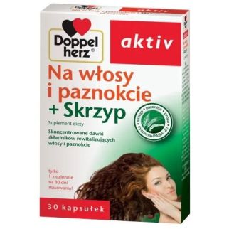Doppelherz Aktiv, Для волосся та нігтів з екстрактом проса, L-цистеїном, L-метіоніном, хвощем, вітамінами 30 капсул