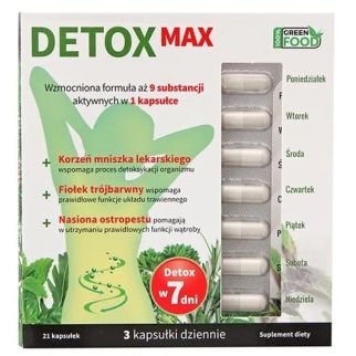 Noble Health Detox Max з алое, сливою, кульбабою, розторопшею, клітковиною, кропивою, фіалкою, 21 капс на 7 днів