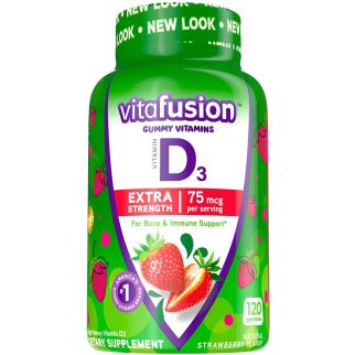 Vitafusion Extra Strength D3 1500 IU (38 мкг) у кожній желейці з полуничним смаком, 120 желейок на 60 днів