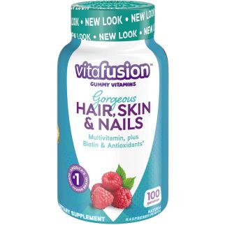 Vitafusion Gorgeous Hair Skin & Nails Natural Raspberry вітаміни, цинк, йод, біотин 5000 mcg, 100 мармеладок