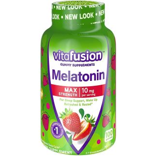 Vitafusion Melatonin Max Strength Natural Strawberry мелатонін 10 мг і екстракти, смак малина, 100 мармеладок