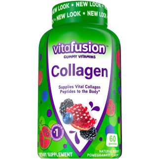 Vitafusion Collagen колаген типу I та III 1250 мг у 2 мармеладках, смак ягід і граната + вітаміни Е й А, 60 шт