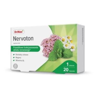 Dr.Max Nervoton з екстрактами меліси, ромашки, родіоли, магній, В6, 20 капсул