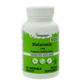 Vitacost Melatonin Natural Cherry, мелатонін 1 мг, зі смаком вишні, 100 жувальних таблеток