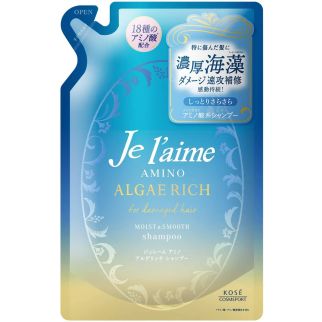 KOSE Je l'aime Amino Algae Rich Шампунь для пошкодженого волосся, зволоження і гладкість, запасний блок, 350 мл