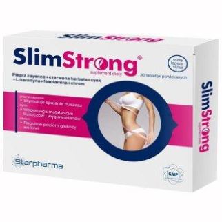 SlimStrong для контролю ваги з капсаїцином, L-карнітином, червоним чаєм, хромом, цинком, вітамінами, 30 таблеток