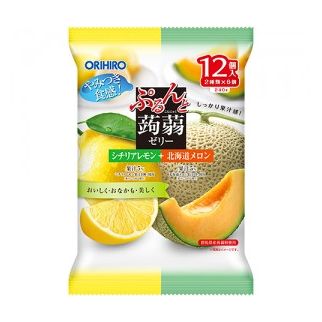 Orihiro Purun and Konjac Jelly Сицилійський лимон + диня Хоккайдо натуральні соки в желе з Конняку, 12 пак по 20 г